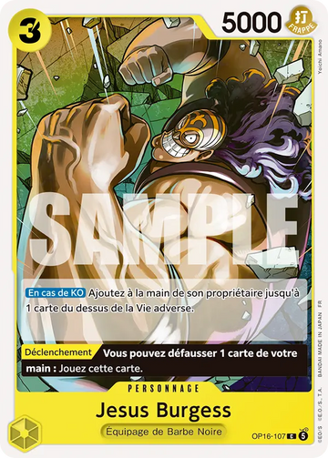 Carte One Piece Jesus Burgess OP16-107 V1 - L'Heure de la Bataille Décisive