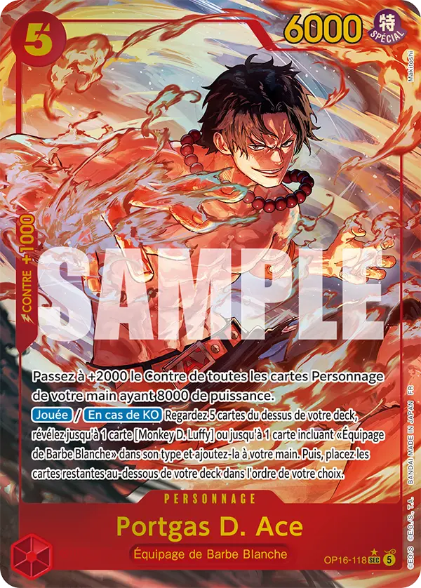 Carte One Piece OP16-118 Portgas D. Ace | LorenZone