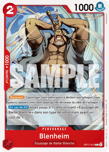 Carte One Piece Blenheim OP17-012 V1 - Les Guerriers les Plus Puissants au Monde