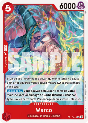 Carte One Piece Marco OP17-015 V1 - Les Guerriers les Plus Puissants au Monde