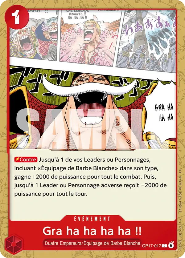 Carte One Piece OP17-017 Gra ha ha ha ha !! (Tournoi 4e anniversaire) | LorenZone