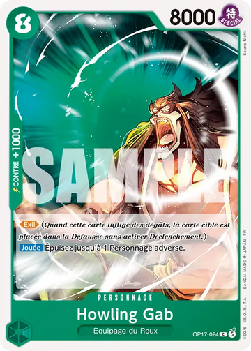 Carte One Piece Howling Gab OP17-024 V1 - Les Guerriers les Plus Puissants au Monde
