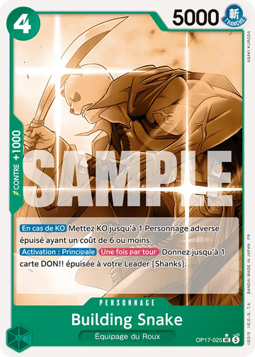 Carte One Piece Building Snake OP17-025 V2 - Les Guerriers les Plus Puissants au Monde