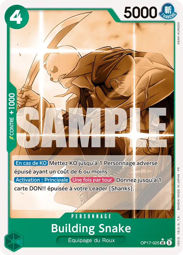 Carte One Piece OP17-025 Building Snake | LorenZone