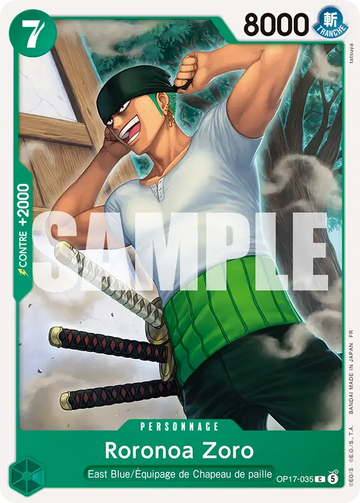 Carte One Piece Roronoa Zoro OP17-035 V1 - Les Guerriers les Plus Puissants au Monde