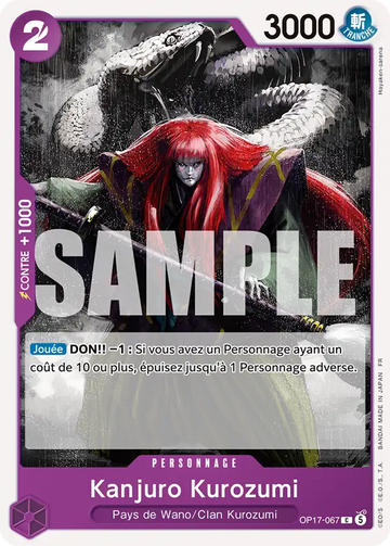 Carte One Piece Kanjuro Kurozumi OP17-067 V1 - Les Guerriers les Plus Puissants au Monde