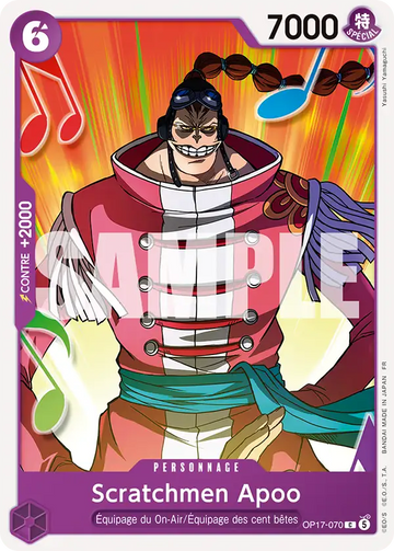 Carte One Piece Scratchmen Apoo OP17-070 V1 - Les Guerriers les Plus Puissants au Monde