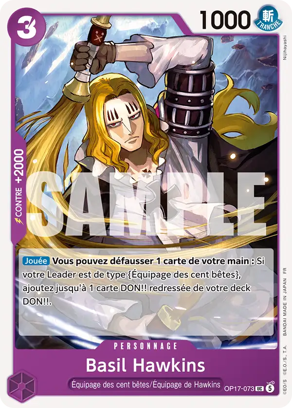 Carte One Piece OP17-073 Basil Hawkins (Tournoi 4e anniversaire) | LorenZone