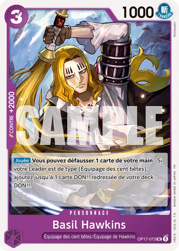 Carte One Piece Basil Hawkins OP17-073 V1 - Les Guerriers les Plus Puissants au Monde