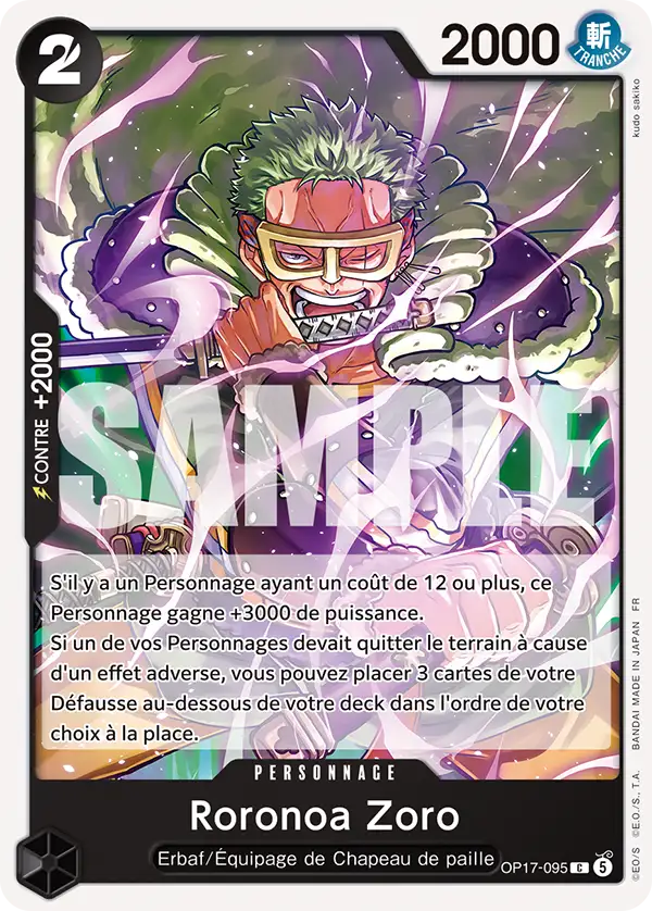 Carte One Piece OP17-095 Roronoa Zoro | LorenZone