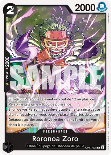 Carte One Piece Roronoa Zoro OP17-095 V1 - Les Guerriers les Plus Puissants au Monde