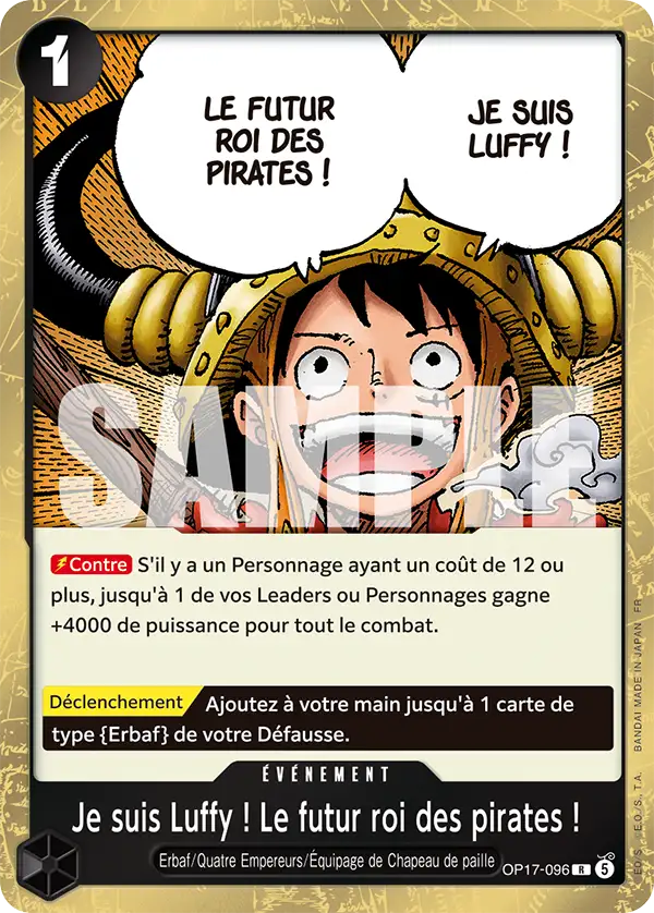 Carte One Piece OP17-096 Je suis Luffy ! Le futur roi des pirates ! | LorenZone