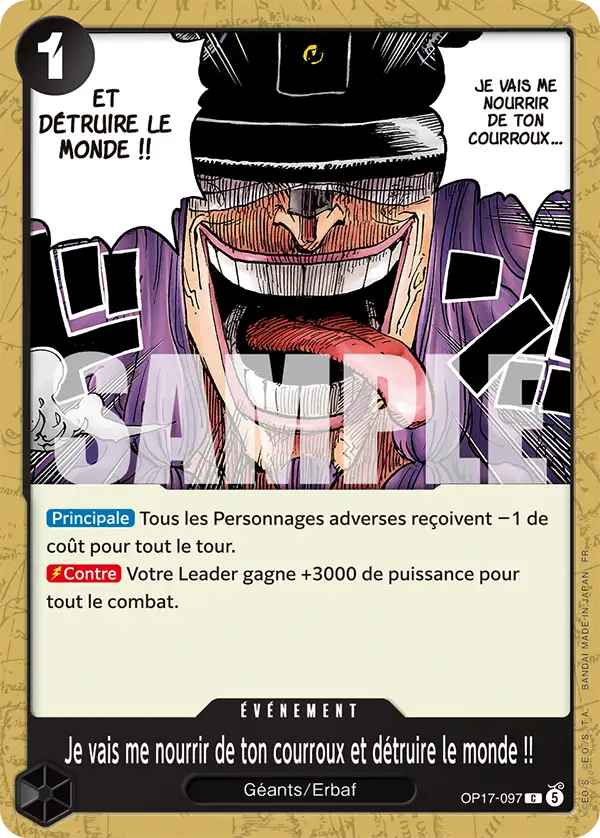 Carte One Piece OP17-097 Je vais me nourrir de ton courroux et détruire le monde !! (Tournoi 4e anniversaire) | LorenZone