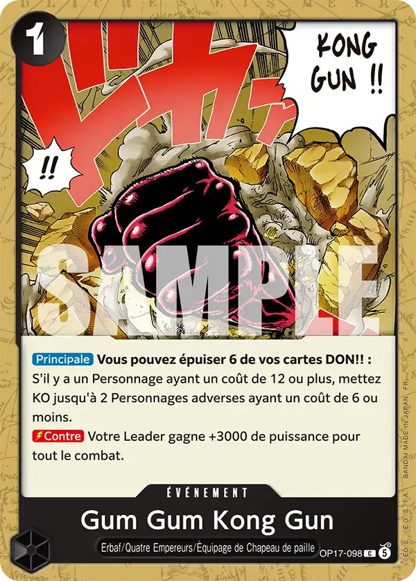 Carte One Piece OP17-098 Gum Gum Kong Gun | LorenZone