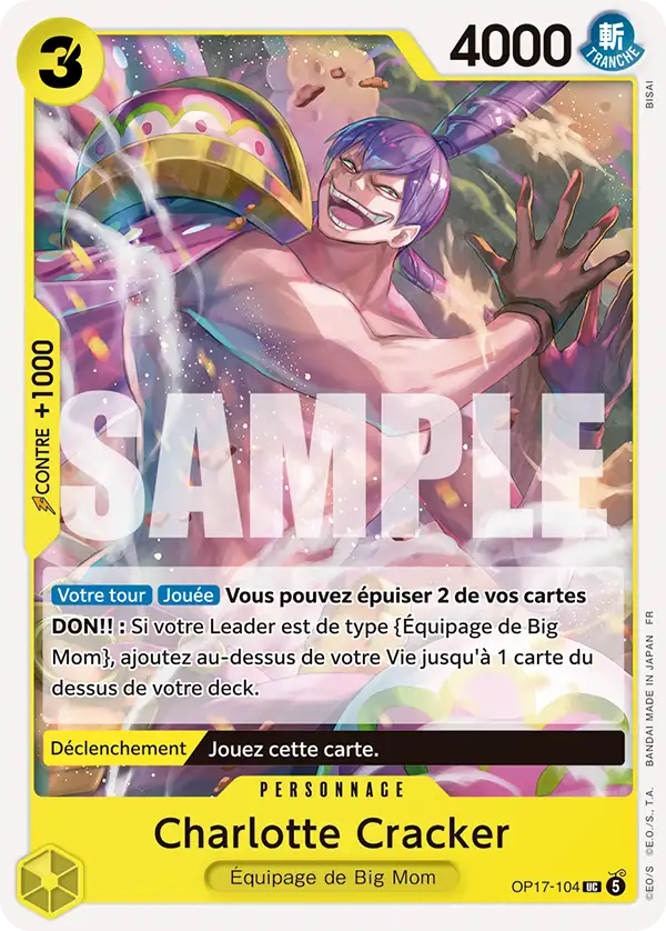Carte One Piece OP17-104 Charlotte Cracker (Tournoi 4e anniversaire) | LorenZone