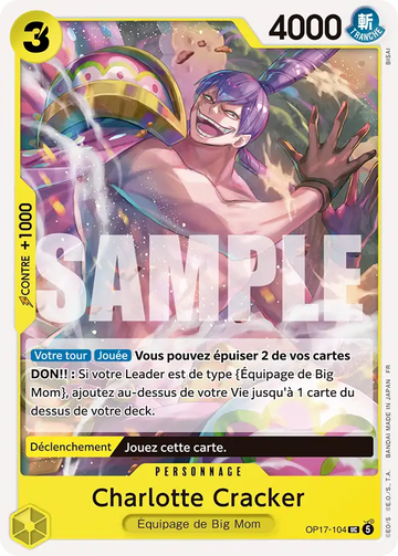Carte One Piece Charlotte Cracker OP17-104 V1 - Les Guerriers les Plus Puissants au Monde