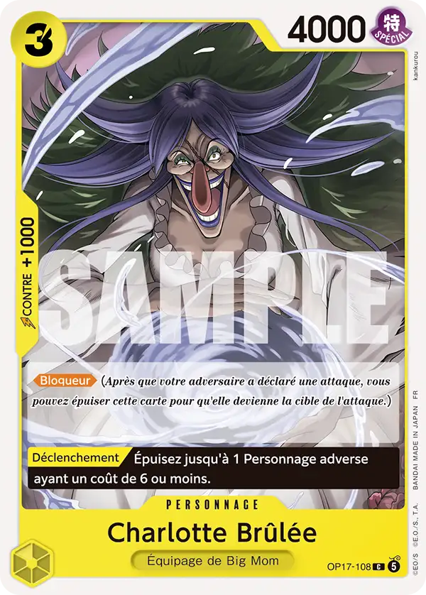 Carte One Piece OP17-108 Charlotte Brûlée | LorenZone