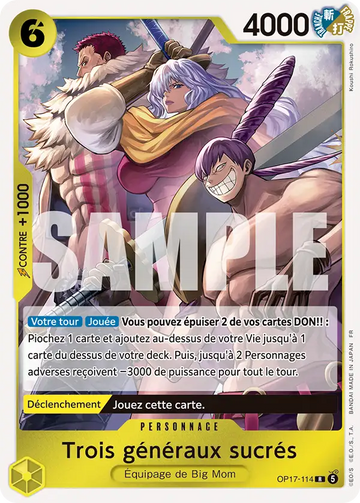 Carte One Piece Trois généraux sucrés OP17-114 V1 - Les Guerriers les Plus Puissants au Monde