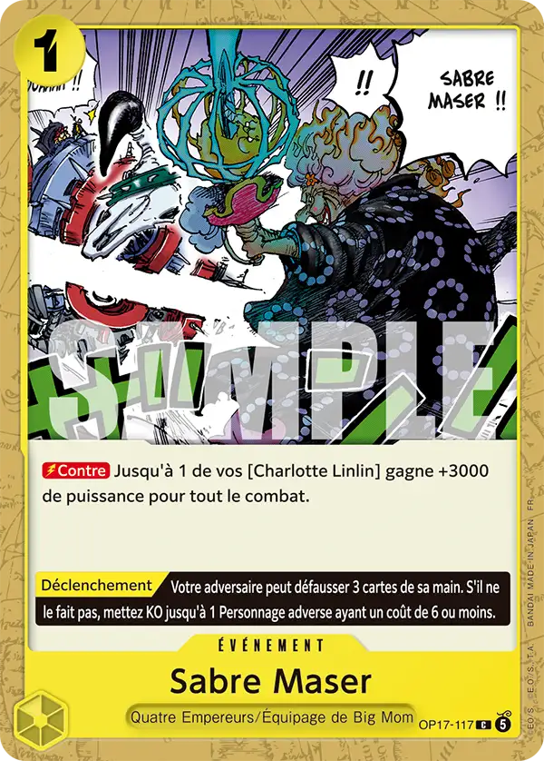 Carte One Piece OP17-117 Sabre Maser (Tournoi 4e anniversaire) | LorenZone