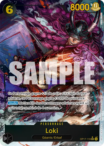 Carte One Piece Loki OP17-119 V2 - Les Guerriers les Plus Puissants au Monde
