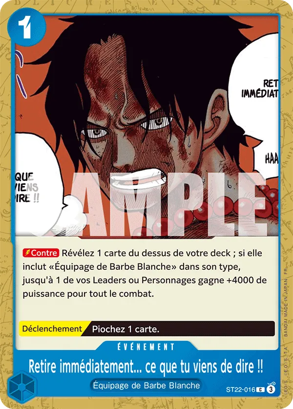 Carte One Piece ST22-016 Retire immédiatement... ce que tu viens de dire !! | LorenZone