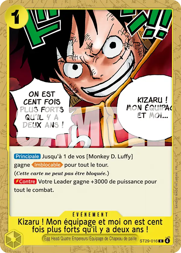 Carte One Piece ST29-016 Kizaru ! Mon equipage et moi on est cent fois plus forts qu'il y a deux ans !! | LorenZone