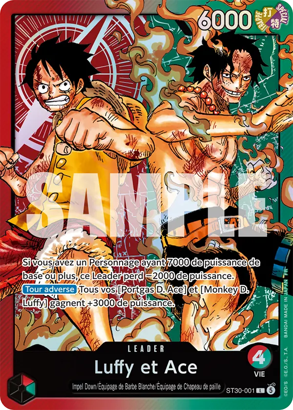 Carte One Piece ST30-001 Luffy et Ace V1 | LorenZone