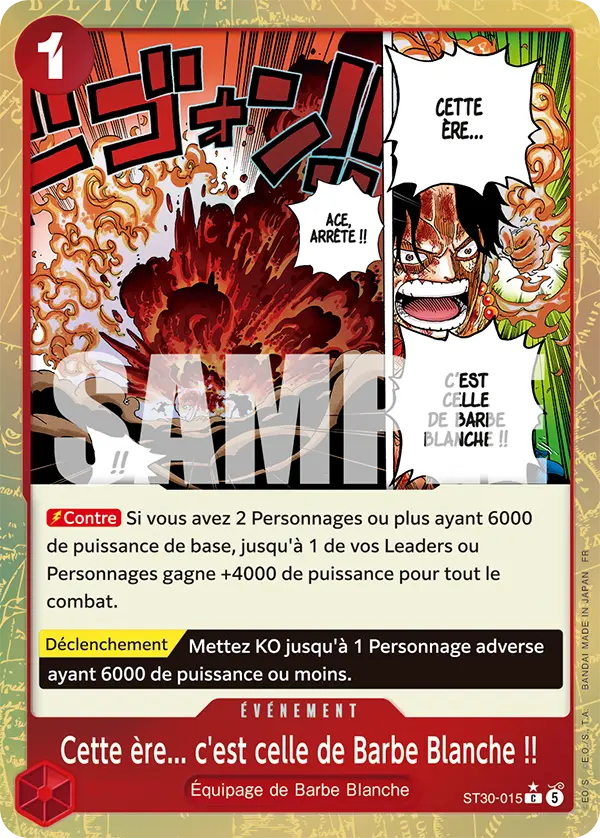 Carte One Piece ST30-015 Cette ère... c'est celle de Barbe Blanche !! V2 | LorenZone