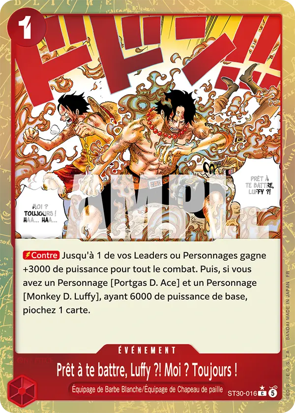 Carte One Piece ST30-016 Prêt à te battre, Luffy ?! Moi ? Toujours ! V2 | LorenZone