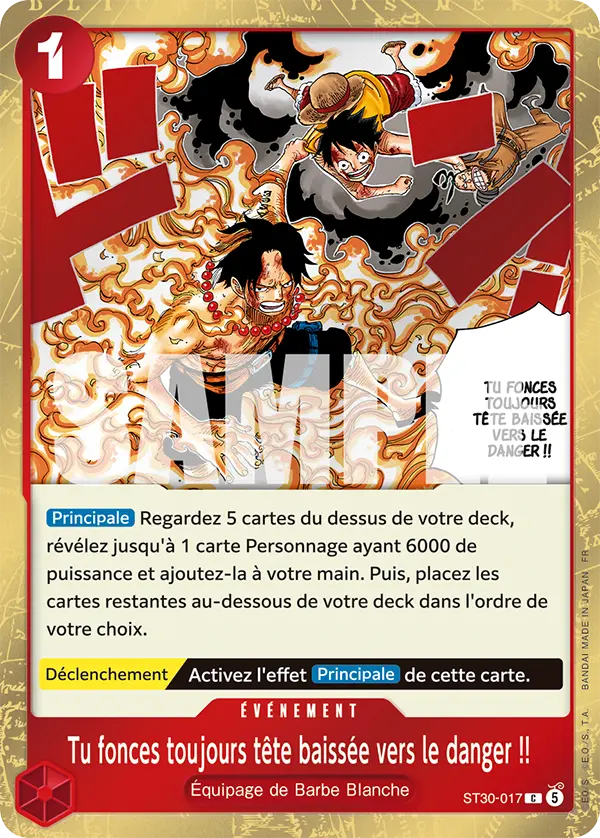 Carte One Piece ST30-017 Tu fonces toujours tête baissée vers le danger !! V1 | LorenZone