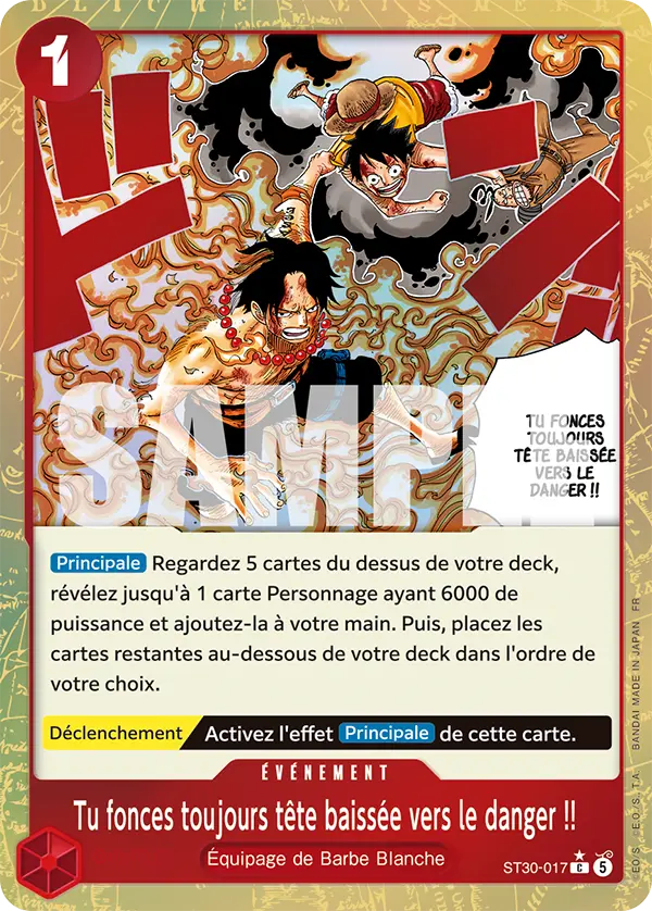 Carte One Piece ST30-017 Tu fonces toujours tête baissée vers le danger !! V2 | LorenZone