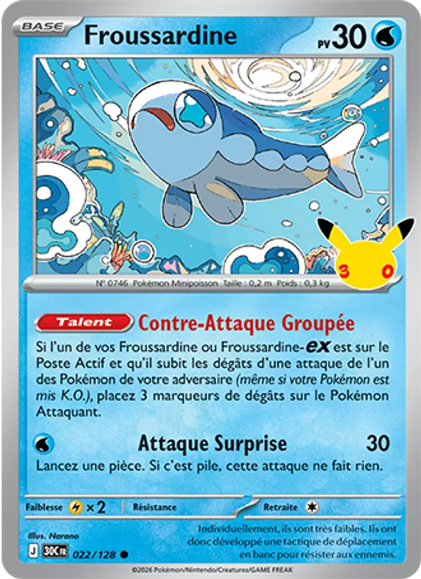 Carte Pokemon 022/128 Froussardine | LorenZone
