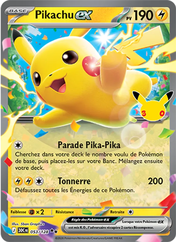 Carte Pokemon 053/128 Pikachu-ex | LorenZone