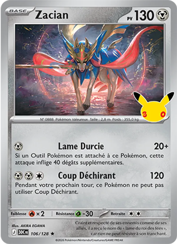 Carte Pokemon 106/128 Zacian | LorenZone