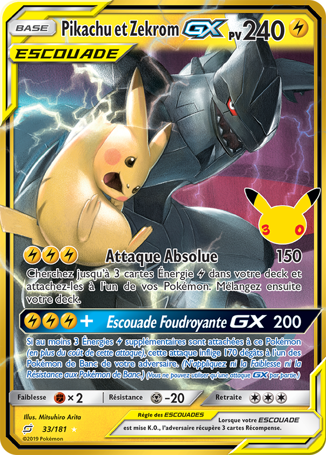 Carte Pokemon CC08 Pikachu et Zekrom GX Collection Classique 33/181 | LorenZone
