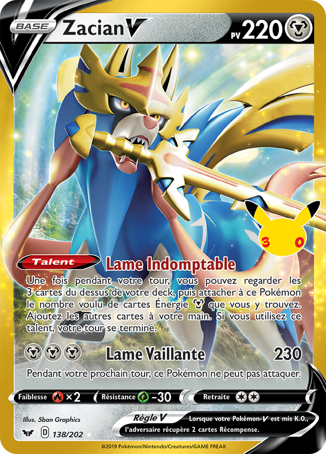Carte Pokemon CC28 Zacian-V Collection Classique 138/202 | LorenZone