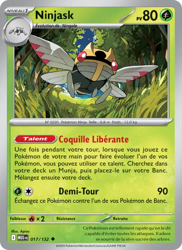 Carte Pokemon 017/132 Ninjask Reverse | LorenZone