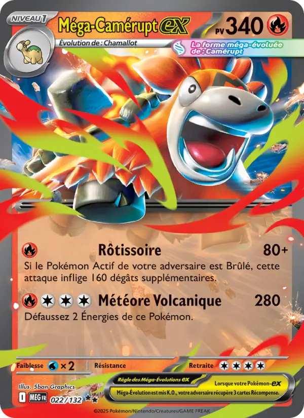 Carte Pokemon 022/132 Méga-Camérupt-ex Holo | LorenZone