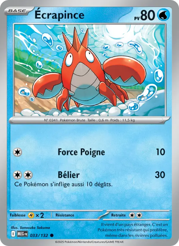 Carte Pokemon 033/132 Écrapince Reverse | LorenZone