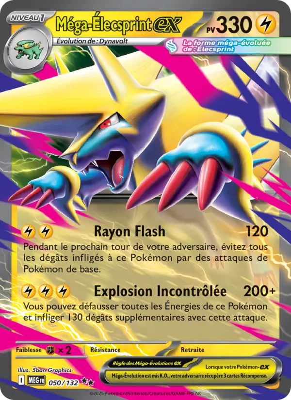 Carte Pokemon 050/132 Méga-Élecsprint-ex Holo | LorenZone
