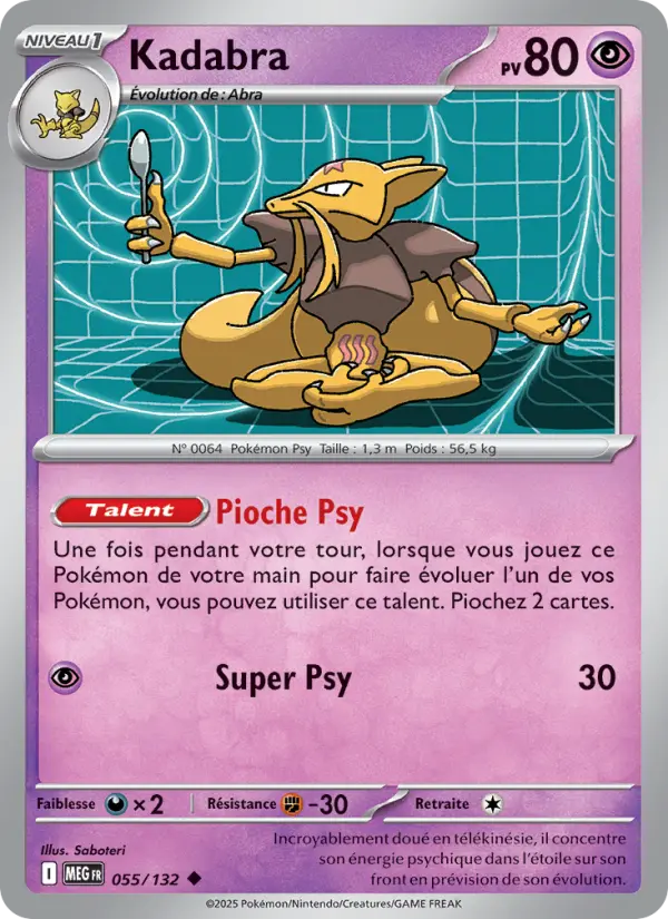 Carte Pokemon 055/132 Kadabra Reverse | LorenZone