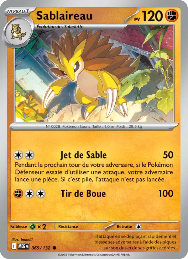 Carte Pokemon 069/132 Sablaireau Reverse | LorenZone