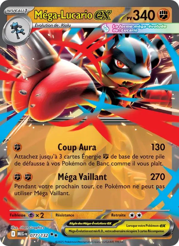 Carte Pokemon 077/132 Méga-Lucario-ex Holo | LorenZone