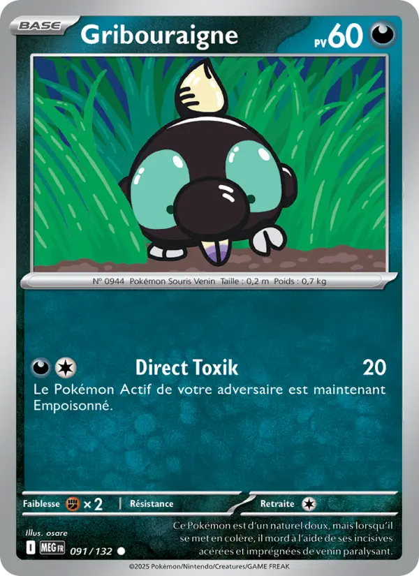 Carte Pokemon 091/132 Gribouraigne Reverse | LorenZone