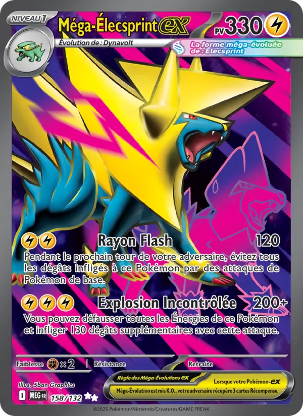 Carte Pokemon 158/132 Méga-Élecsprint-ex Holo | LorenZone