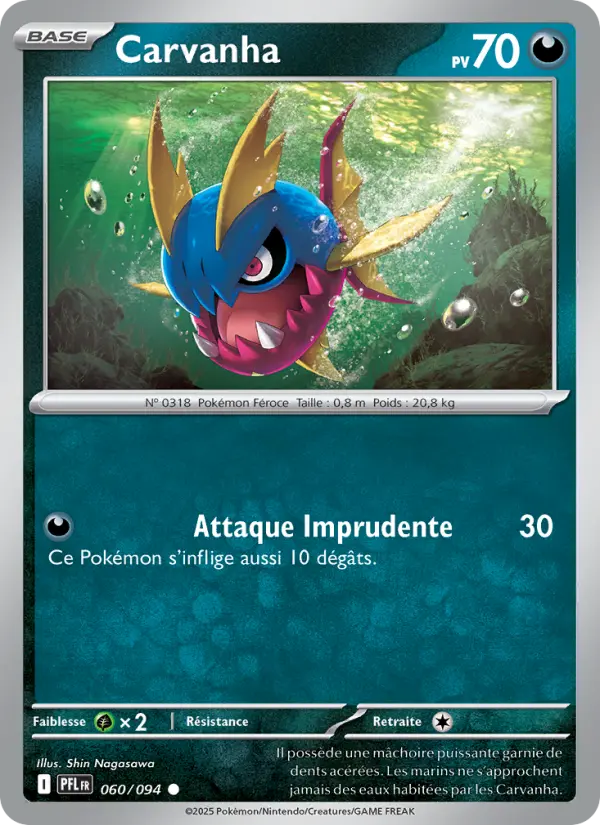 Carte Pokemon 060/094 Carvanha Reverse | LorenZone