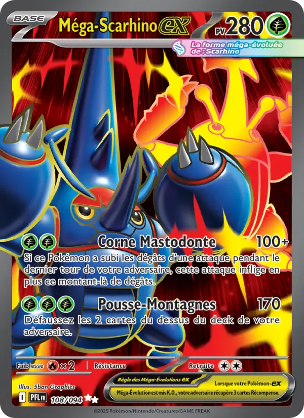 Carte Pokemon 108/094 Méga-Scarhino-ex Holo | LorenZone
