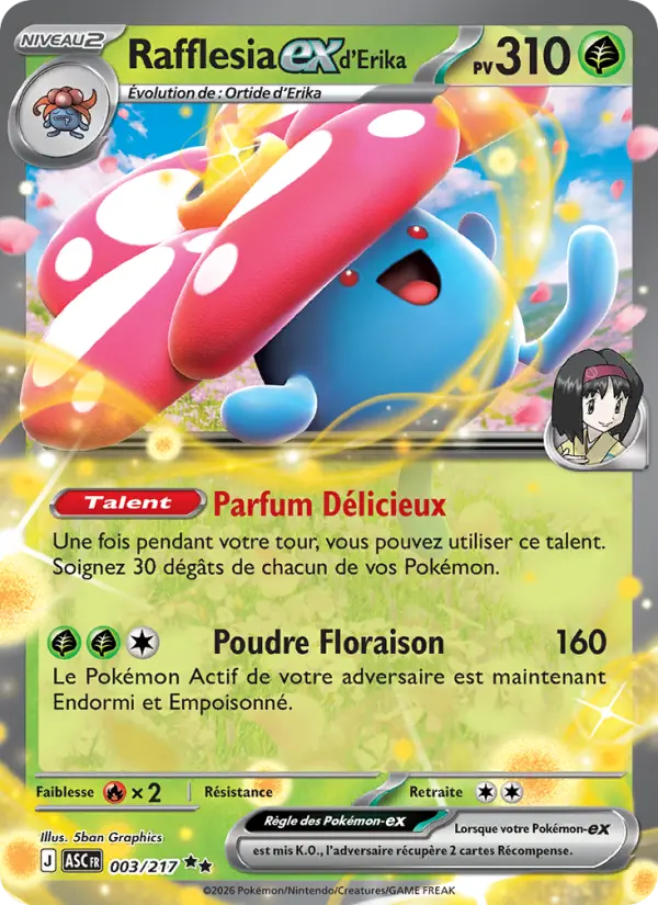 Carte Pokemon 003/217 Rafflesia-ex d'Erika Holo | LorenZone
