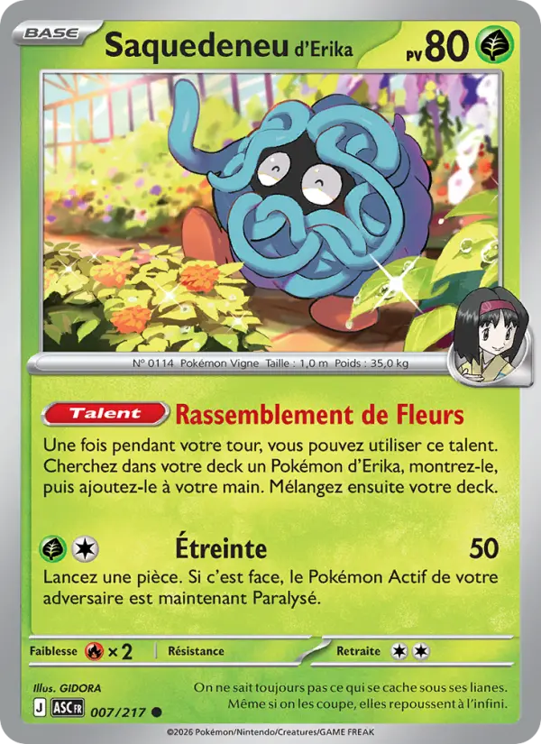 Carte Pokemon 007/217 Saquedeneu d'Erika Reverse | LorenZone