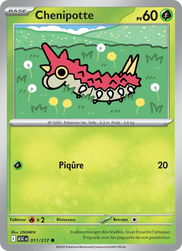 Carte Pokemon 011/217 Chenipotte Reverse | LorenZone